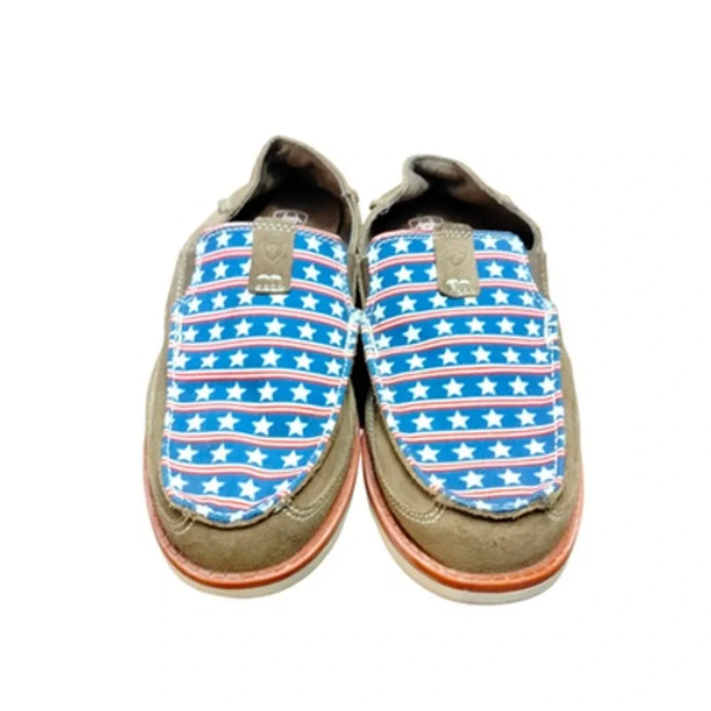 Ariat Shoes Kids Size 5‎ Red White Blue Cruiser Slip On Stars Flag 10021593